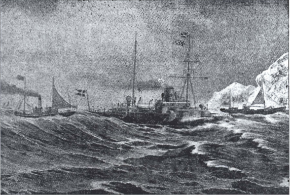 Mynd:Beitiskipið Hekla tekur tvo enska togara í landhelgi. Hekla var við landhelgisgœslu frti 1902-1905. Hekla var 1350 srnálestir með 3000 hestafla gufuvél, gekk 17 mílur og hafði 156 manna áhöfn.png