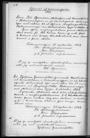 Gjörðabók fyrir skólanefndina í Vestmannaeyja skólahéraði 1909-1932 182.jpg