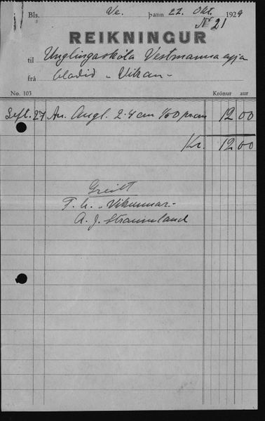 Mynd:Unglingaskólinn Reikningar 1929 - 1930 (2).jpg