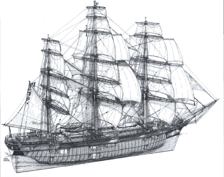 Mynd:Eikning af Cuty Sark með öll segl upp.png