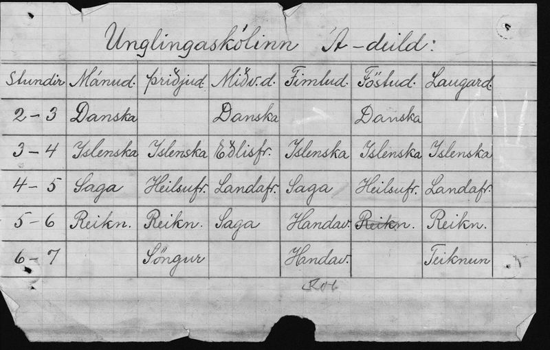 Mynd:Unglingaskólinn Stundaskrár Barnaskólans í Vestmannaeyjum (2).jpg