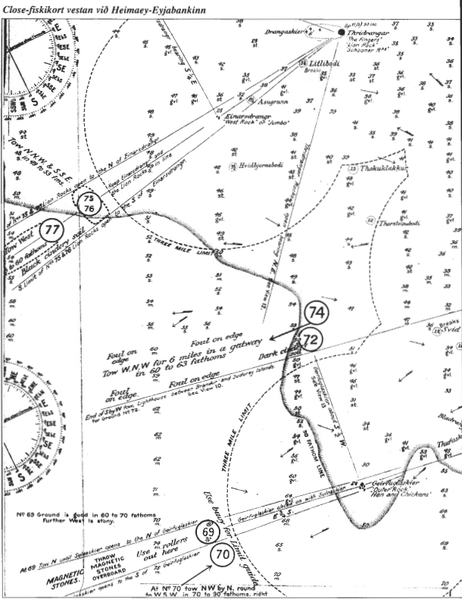Mynd:Tölur í hringjum sýna togbleyður og vísa til toga í miðabókinni. Örvar sýna sjávarfallastrauma (aðfall og útfall).png