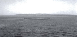 Tvö tóm búr dregin út á miðin.png