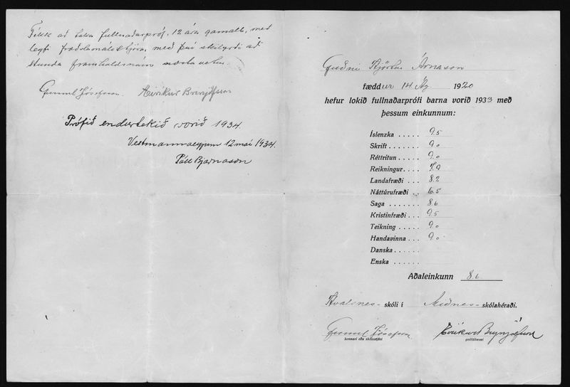Mynd:Barnaskólinn Fullnaðarprófsskírteini G.H.Á. 1933 (3).jpg